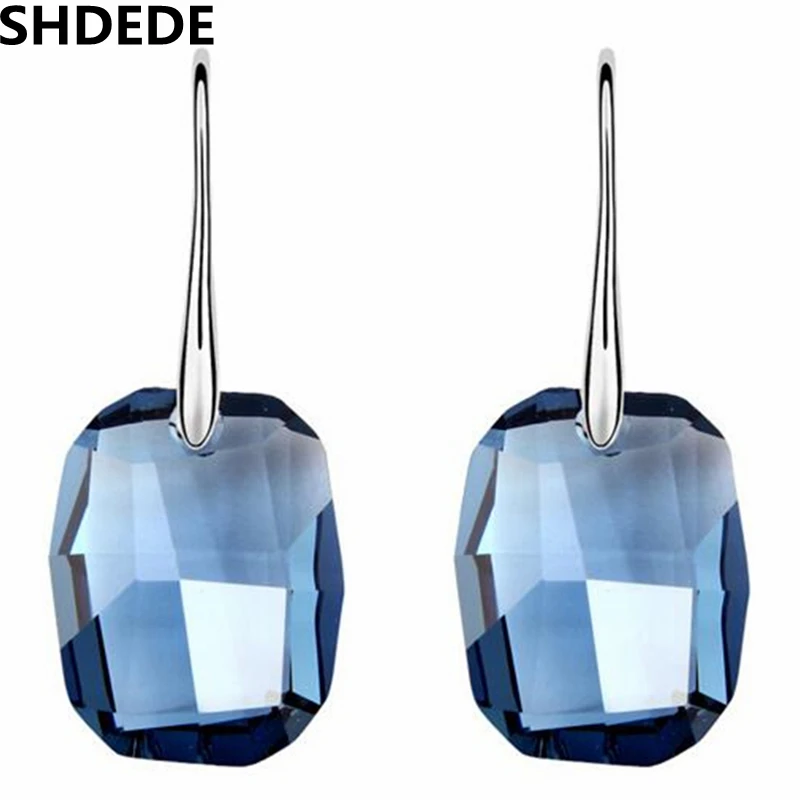 

SHDEDE High Quality Big Blue Crystal from Swarovski Long Drop Dangle Earrings For Women Vintage Fashion Jewelry -5322