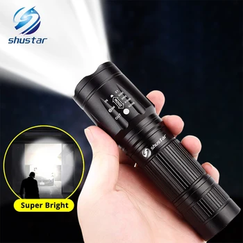 

Powerful led flashlight waterproof T6 led torch Waterproof flashlight 3 modes Zoomable led torch use 26650 18650 with charger