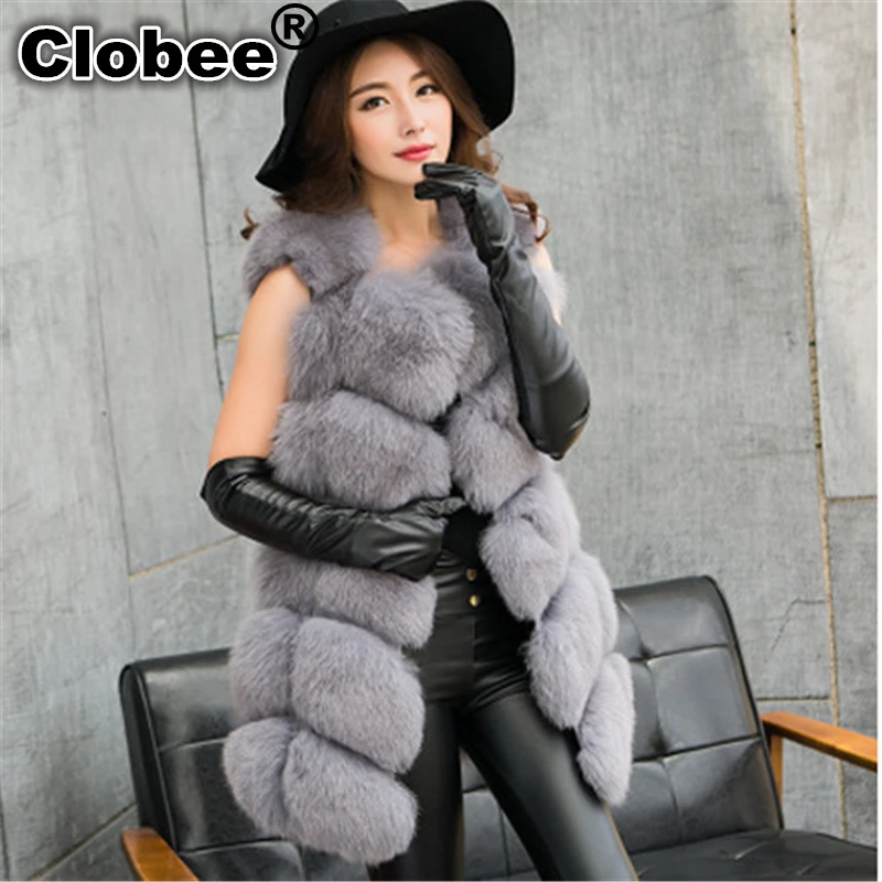 Faux Gilet Rose rouge De 6xl Long Renard Luxe Fourrure Gilets B051 Femmes Blanc Argent 2019 Moyen bleu Hiver blanc vert noir Femelle TnYIq8x0B