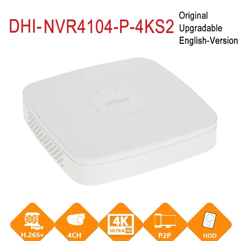 DH NVR4104-P-4KS2 4-CH POE NVR 1U сетевые видео видеорегистратор с протоколом ONVIF 2 4 SDK CGI белый