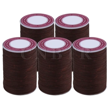 

CNBTR 0.5mm Brown Wax Polyester Twisted Cord Leather Sewing String 120 Meters Round Thread Line Pack of 5