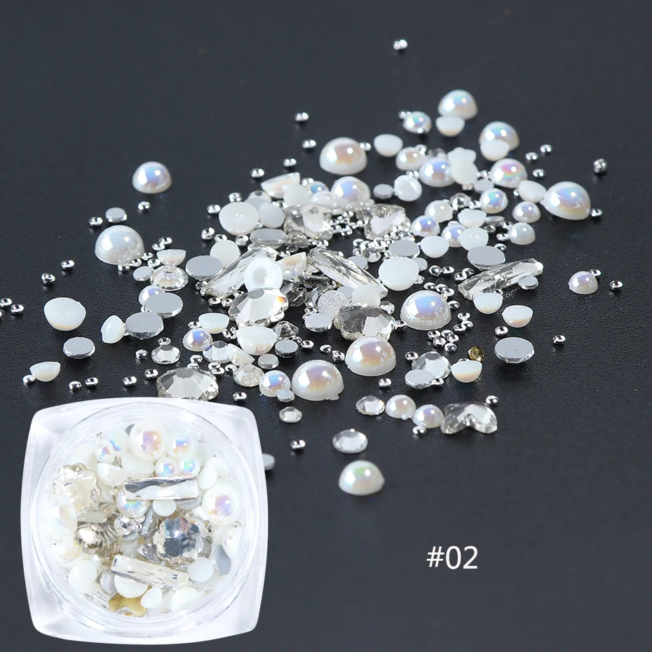 3D Mix Sizes Crystal AB Rhinestones Nail Art Decorations Charm Flatback Glitter Beads Jewelry Stones Manicure Accessories LA1018 (7)