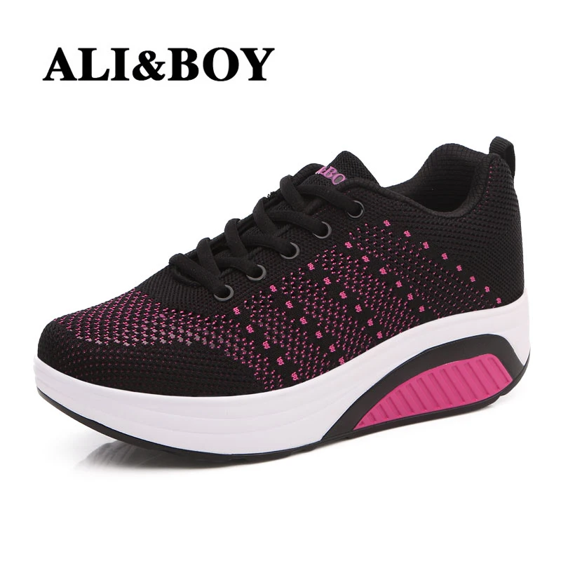 

ALI&BOY Women Running Platform Body Shaping Shoes Shape Fitness sneaker wedge Swing shoes slimming Female ladies shoes sports