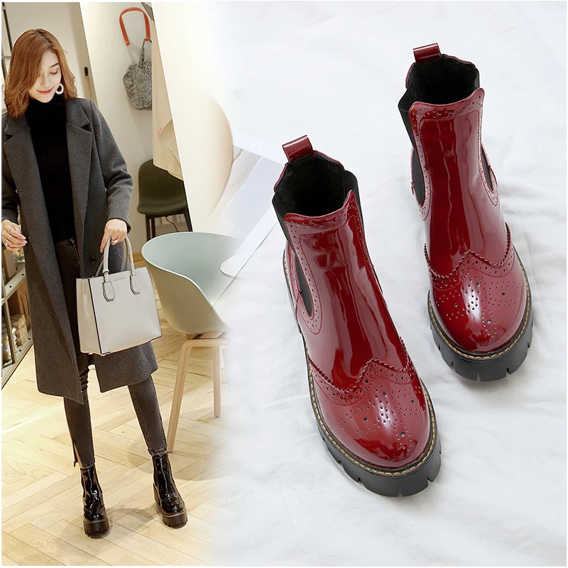 ASUMER/Новое поступление; женские ботинки; цвет черный, бордовый; сезон осень-зима ботильоны на платформе без застежки простые удобные ботинки с круглым носком