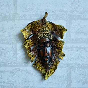 

Creative Leaf Buddha's Head Buddha Statue Modelling Retro Resin Wall Hangings Living Room Background Wall Ornaments X1198