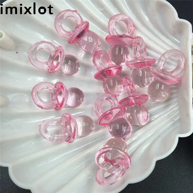Imixlot 50Pcs Baby Shower Favors Resin Mini Pacifiers Girl Boy Party
