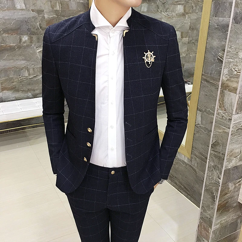 

Fashion Men Suit Jacket Classic Business Wedding Grooms Dress Mens Blazer Coats, Black ,Navy Blue, Leisure Jacket Men