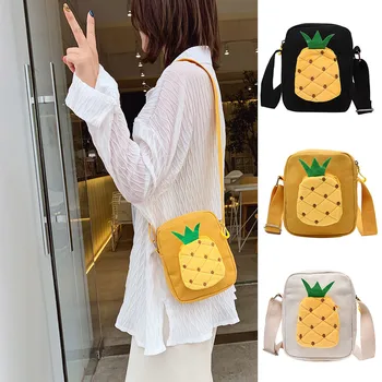 

Summer New Pineapple Print Casual Handbag bolso mujer Women Fashion Canvas Solid Coin Purse Shoulder Tote Handbag Casual Bag #C6