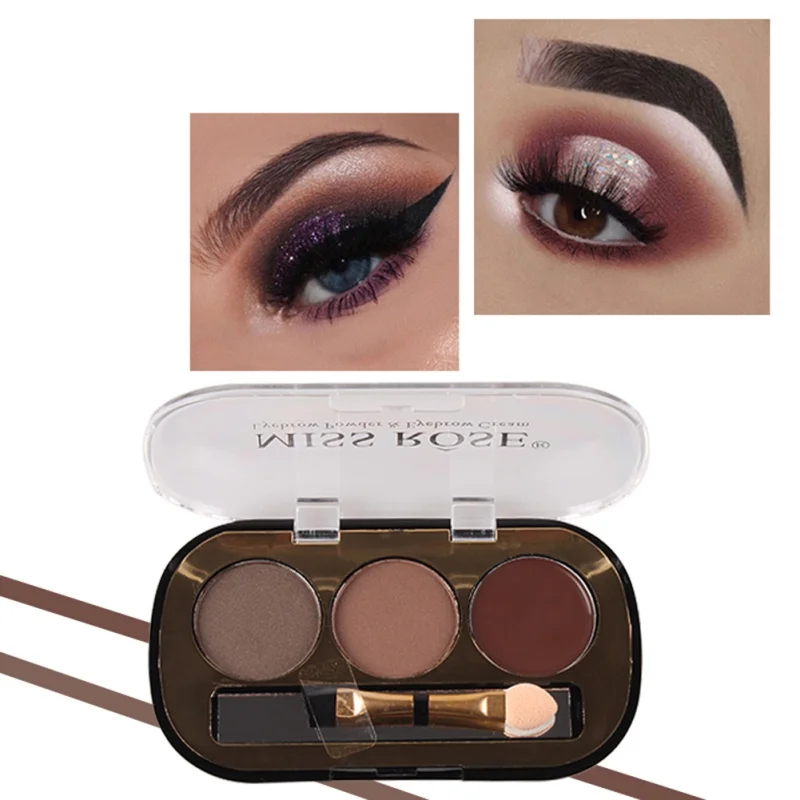 

MISS ROSE 3-Colors Long-lasting Eyebrow EnhancerPro Eyebrows Powder Palette Waterproof With Brush Cosmetic Kits
