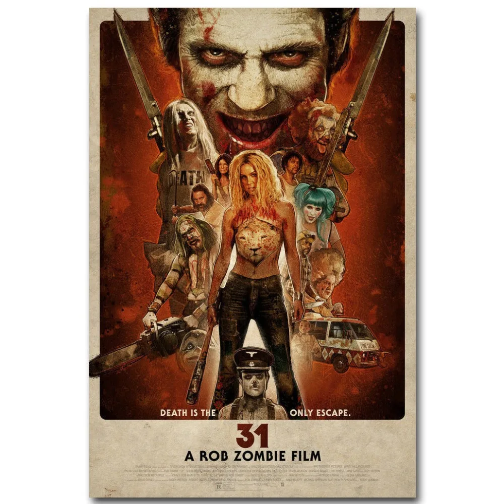 Hot New A Rob Zombie Film 31 Horror Movie 2-Silk Art Poster Wall Sicker Decoration Gift