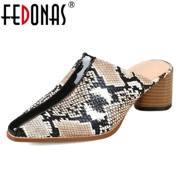 

FEDONAS Fashion Vintage Animal Prints Women Pumps 2019 Summer New Pointed Toe High Heels Shoes Woman Classic Mules Casual Shoes