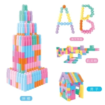 

2018 New color Kids Plastic Bullet Building Blocks Educational Toys for Baby Boys and Girls Children Christmas Birthday Gift