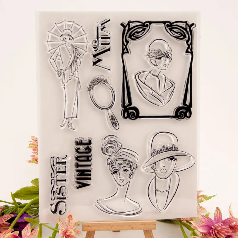 

VYUTXA Lady Girl Transparent Clear Silicone Stamp/Seal for DIY scrapbooking/photo album Decorative card making
