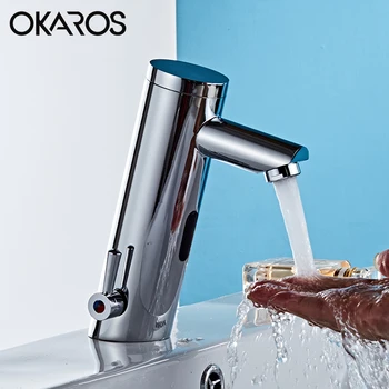 

OKAROS Basin Sensor Faucet Automatic Infrared Sensor Hand Touch Tap Mixer Chrome Polished Sink Mixer Torneira Cozinha M8805-C