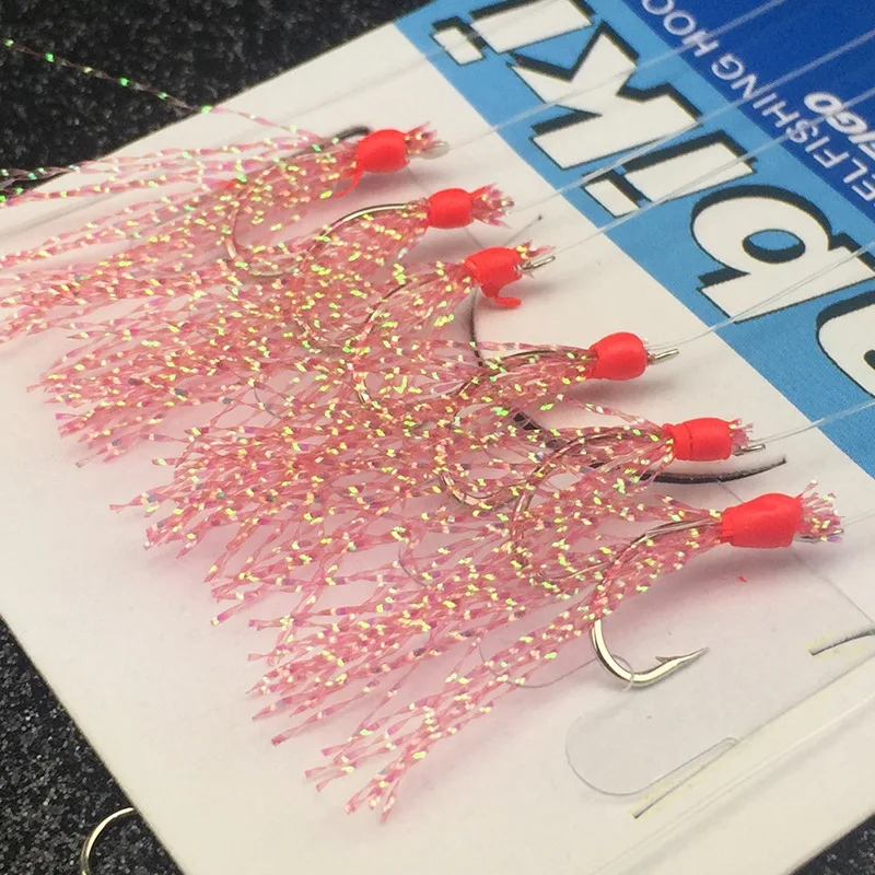 Bimoo 6pcs/set Colorful String Hooks Sabiki Rig with 6 Fishhooks for Sea luminous Fishing Lures Combination Fishing Hooks #7-#15 Bimoo 6pcs/set Colorful String Hooks Sabiki Rig with 6 Fishhooks for Sea luminous Fishing Lures Combination Fishing Hooks #7-#15