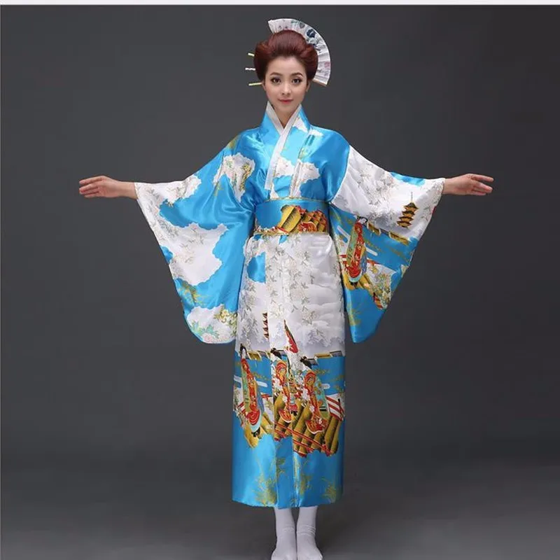 Лидер продаж красный японский национальный Для женщин кимоно юката с Оби традиционный вечернее платье новинка Хеллоуин костюм один размер
