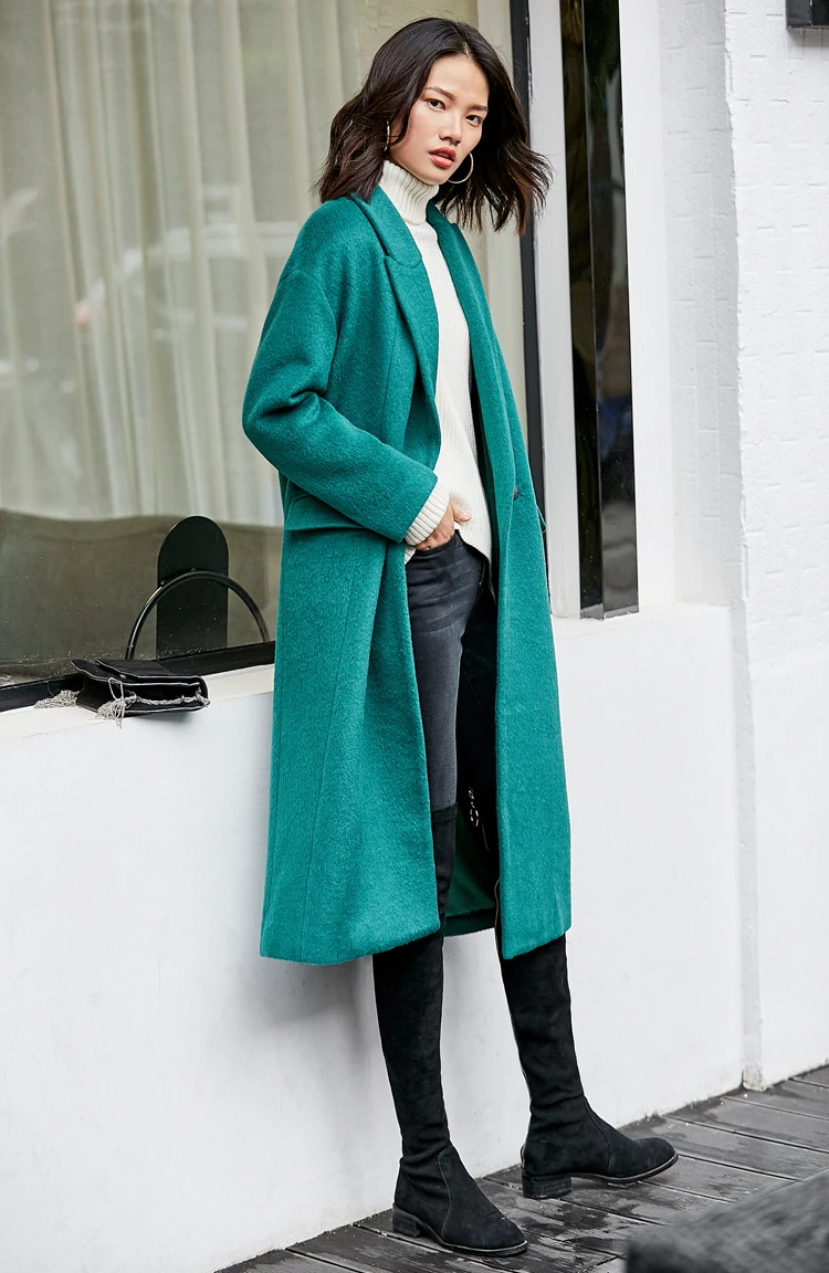 Amii минималистичное шикарное Женское шерстяное пальто повседневное однотонное Свободное пальто на пуговицах с карманами высокое качество женское длинное шерстяное пальто
