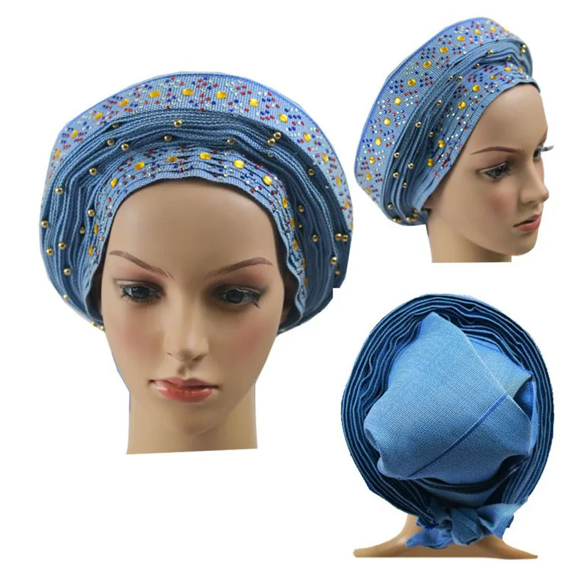 Высокое качество Aso Oke Gele Headtie нигерийские традиционные свадебные бусины 017 Auto