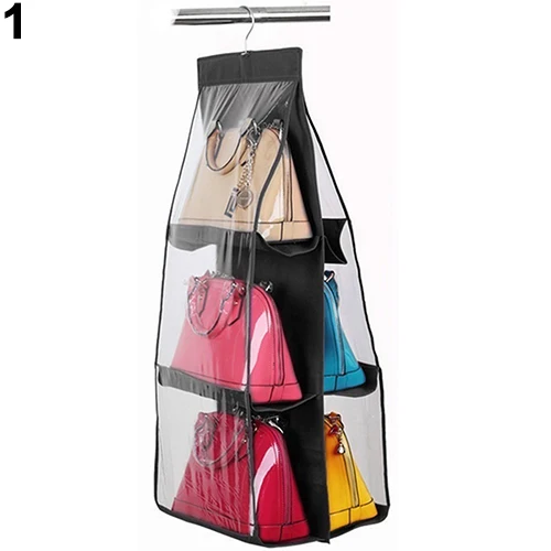 

6Pockets Hanging Handbag Purse Bag Tidy Organizer Storage Wardrobe Closet Hanger