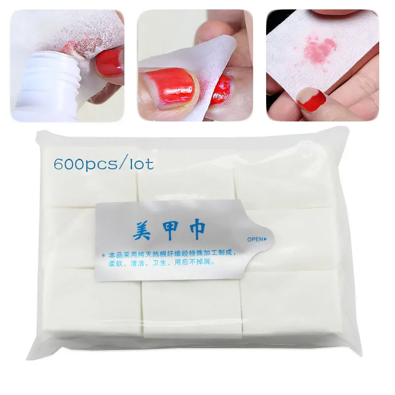 

Beateal 600Pcs/Bag Cotton Nail Towel Gel Polish Remover Professional Salon Use or Home Use Manicure Lint-Free Wipes Cotton Lint