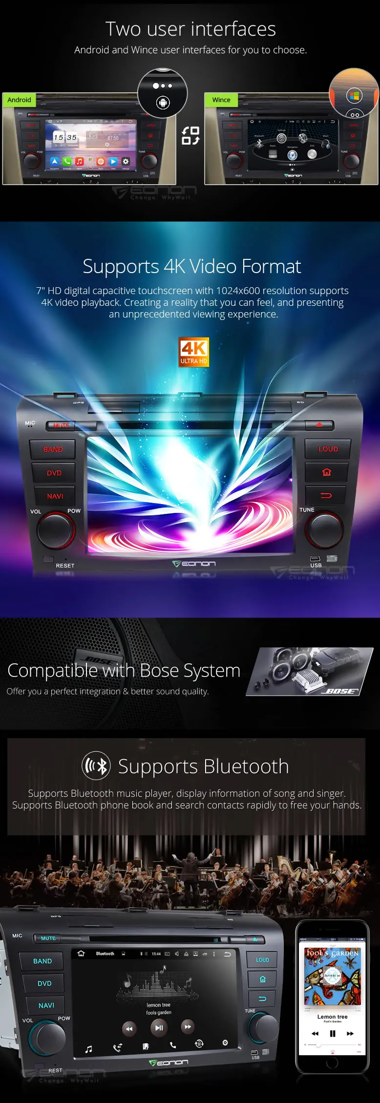Cheap Eonon Android 6.0 2GB 8Core Octa Core Car DVD Player Stereo GPS Navigation Head Unit WIFI 3G USB for Mazda 3 2004-2009 1
