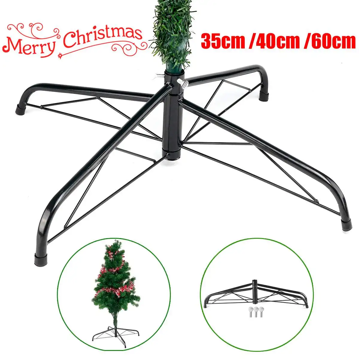 

35cm/40cm/60cm Christmas Tree Stand Christmas Tree Bracket Green Metal Holder Base Cast Iron Stand Christmas Party Decoration