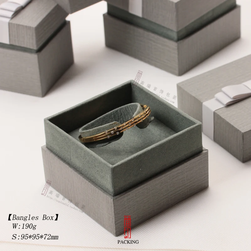 

New Jewelry Boxes Gray Color Pendant Necklace Or Bangle Boxes Good Quality For wedding,birthday and Christmas party gift Box