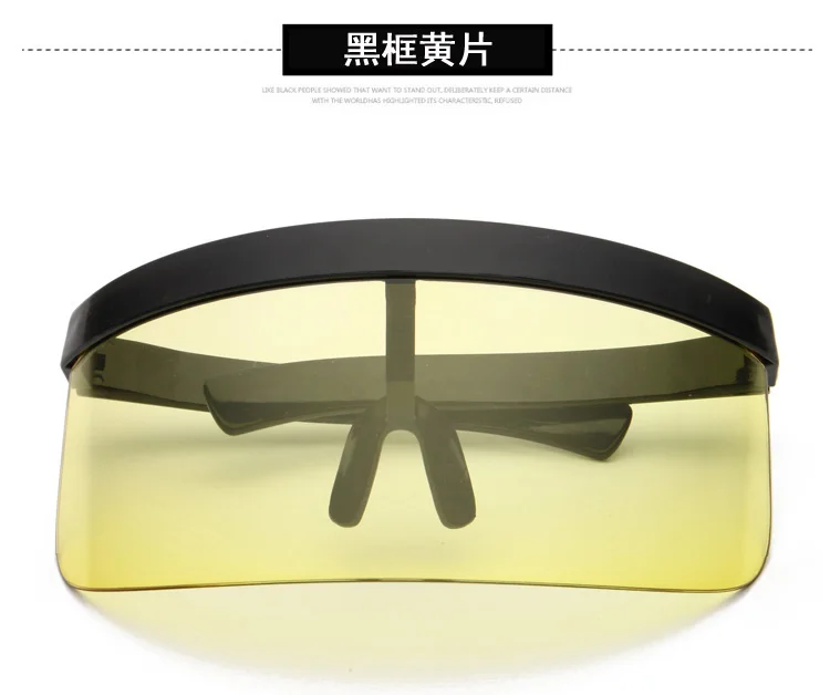 Футуристические циклопы моноблок щит Зеркальные Солнцезащитные очки женские мужские Черная рамка обертывание солнцезащитные очки цельные оттенки костюм вечерние - Цвет линз: NXMZ001 Yellow