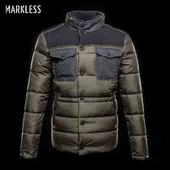 

Markless 2018 Men Thick Jacket Down Brand Clothing Men's Casual Knit Patchwork Down Coats Male Fashion Winter Outerwear