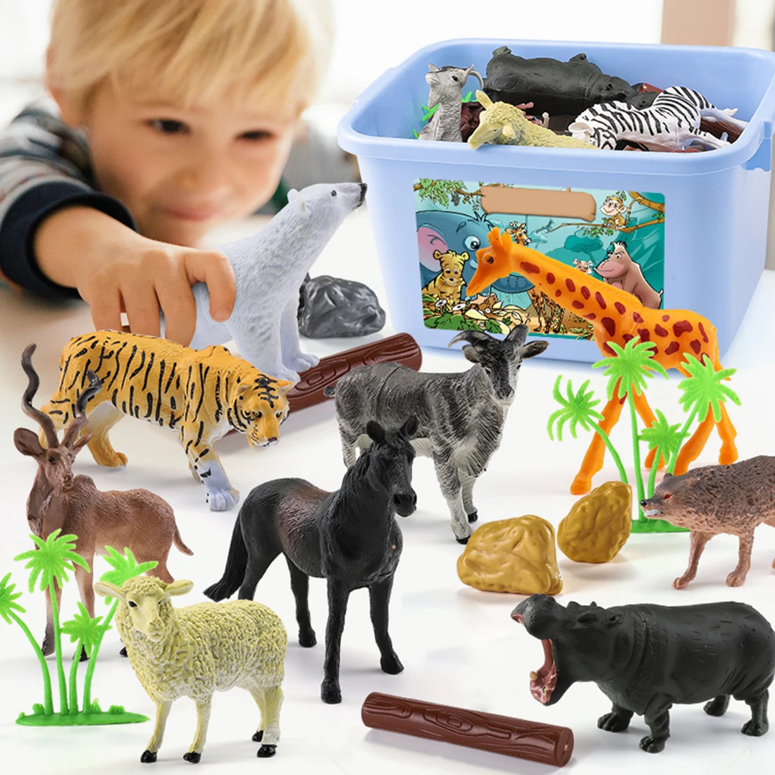 

44Pcs Wild Animals Toy Simulation Animals Model Children Early Learning Cognitive Toy Playing Learning Set for Age More Than 3