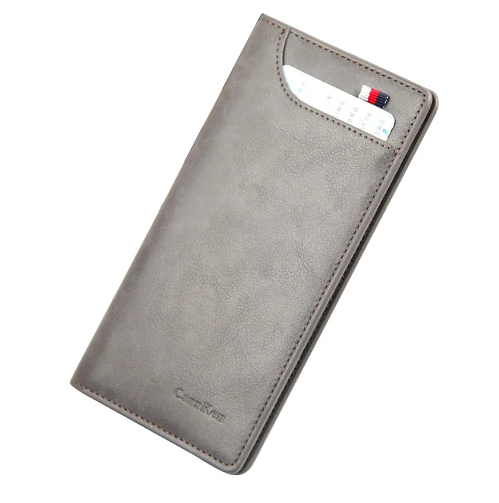 

Men Long Wallet Solid Color Vintage Open Lichee Pattern Multi Card Position Wallet For Cards Purse Men Kartvizitlik #LR4