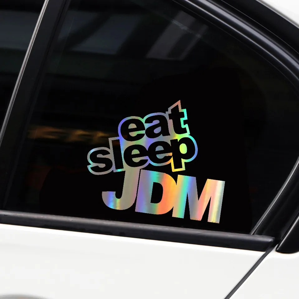 EAT SLEEP JDM Funny Humor Car sticker Car Accessories vinyl car Decals and Sticker Black Silver Laser Motorcycle Sticker 1512CM (10)