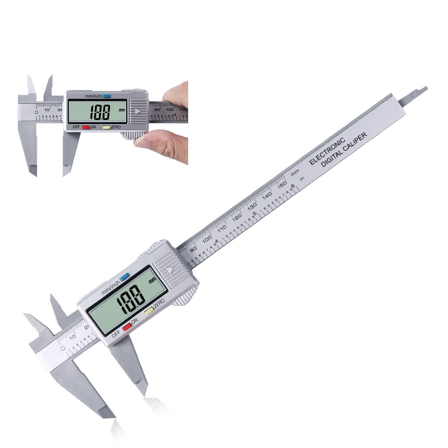 Мм 6 дюймов 150 мм Vernier цифровой электронный суппорт Линейка измерительные инструменты углеродное волокно композитный штангенциркули