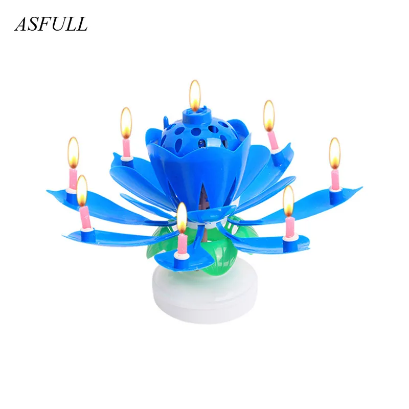 5PS Romantic Candles Musical Beautiful Musical Lotus Flower Happy Birthday Candles For Cake