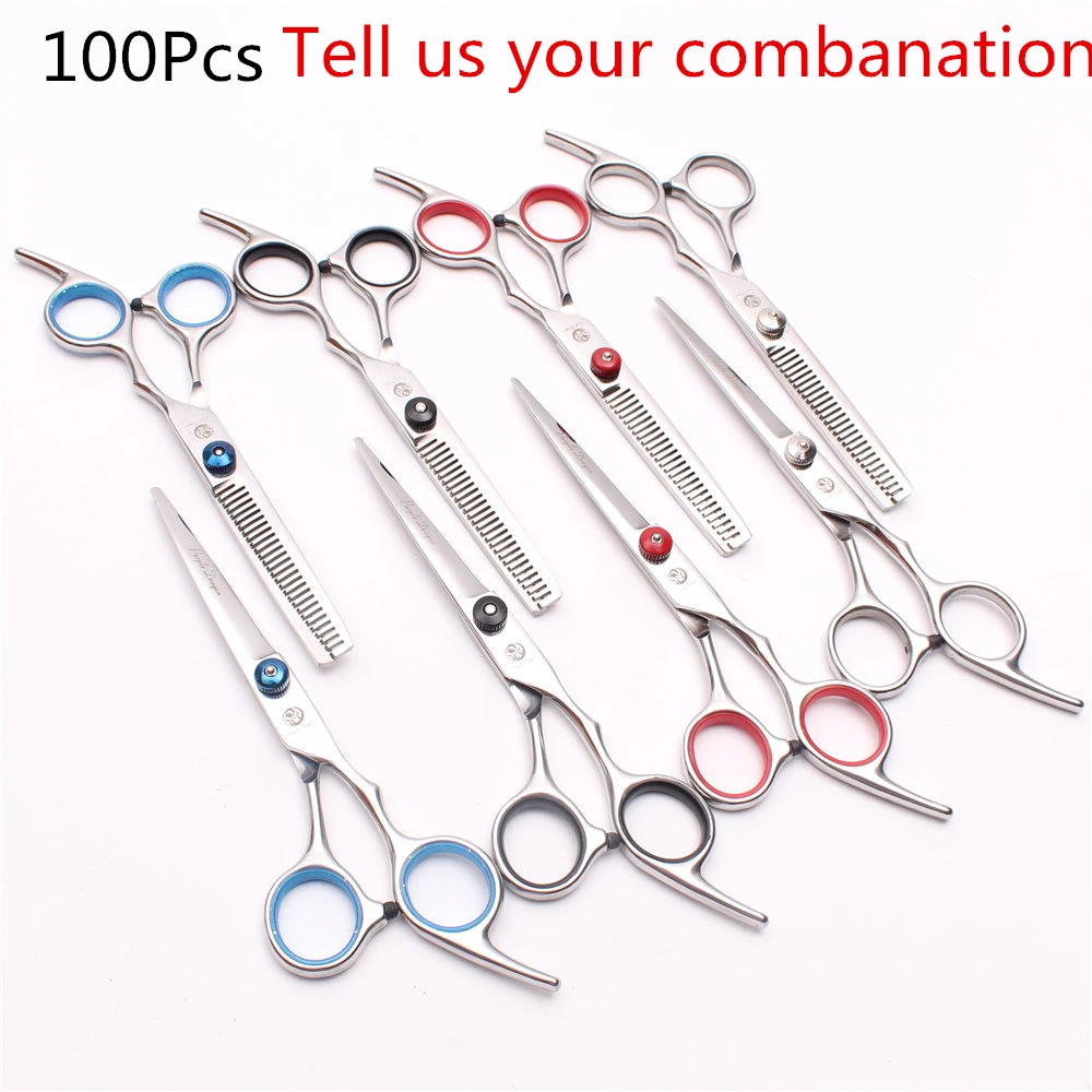 

100Pcs 6inch Purple Dragon Professional Human Hair Scissors Hairdressing Cutting Scissors Thinning Shears Barber Supplies Z1001