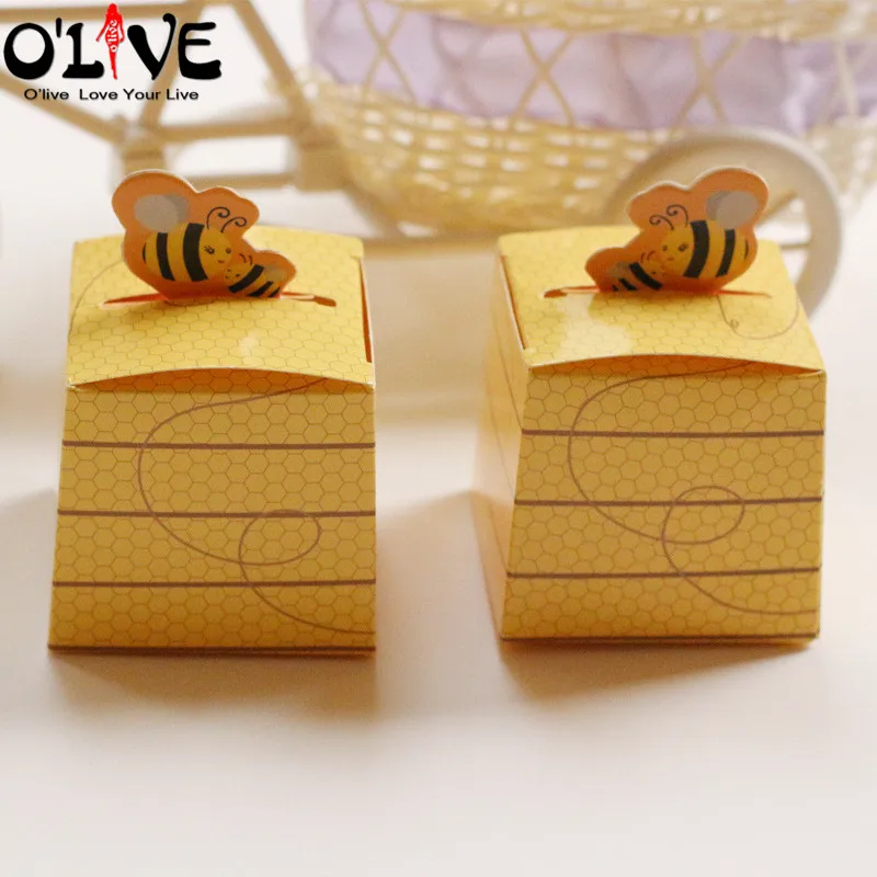 100 шт креативный подарок пчелы детский душ коробка для поздравительных открыток Свадебные сувениры упаковочные Картонные Коробки Bonbonniere Dragees