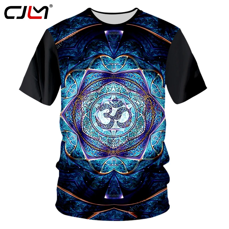 CJLM Для мужчин повседневная футболка черные летний топ 3D с цветочным принтом Футболки Mandala человек в стиле «хип-хоп» Спортивные Джерси Homme Футболки с округлым вырезом рубашка
