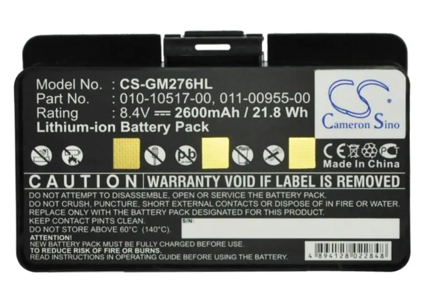 Аккумулятор Cameron Sino 2600mah для GARMIN 010-00543-00 EGM478 GPSMAP 276 296 376C 478 495 010-10517-00 010-10517-01 |