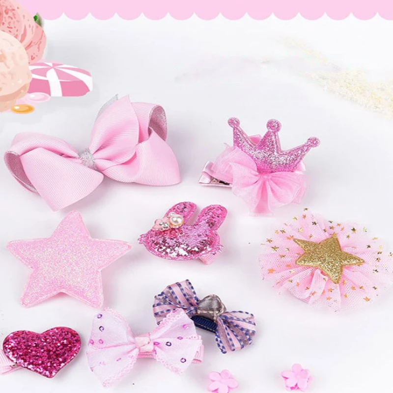 

1 Set Wholesale Multi Color Child lovely Tiaras Hair Clips High Quality Frozen Hair Clips Rubber band for Kids Girls Hairpins