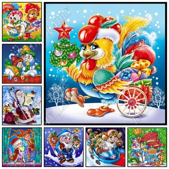 

Full Square / Round Diamond Painting Christmas Cock Diamond Mosaic Crystal Rhinestones Pattern Beaded Cross Stitch Hobby Crafts