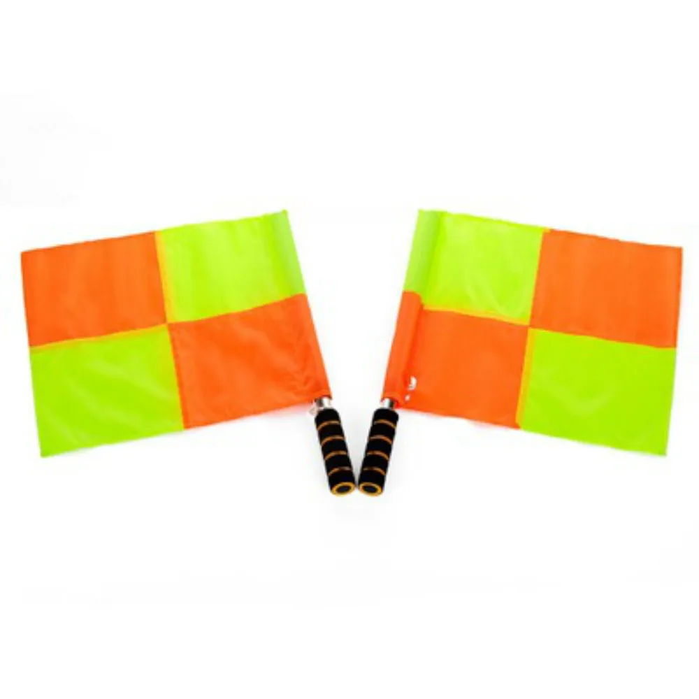Gaosheng 2pcs Referee Flag Red Yellow Place Grid Referee Flag Football Waterproof Linesman Hand Flag with Storage Bag Rugby Hockey Training Accessories 