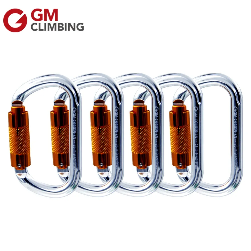 5pcs Climbing Carabiner Set 25 KN / 5600lbs Aluminum Oval Twist Lock