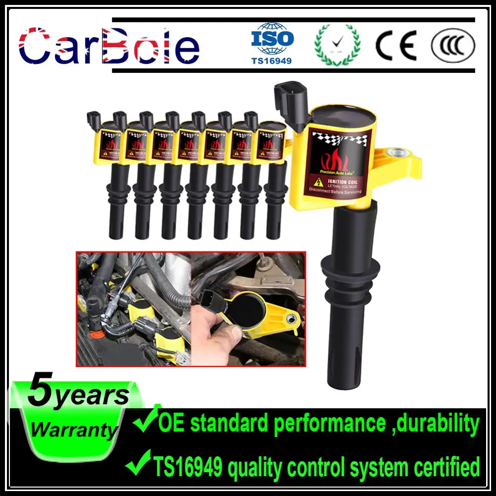 

CarBole Professional Straight Boot Ignition Coils for Ford Lincoln Mercury V8 V10 4.6l 5.4l 6.8l Compatible with DG511 C1541 FD5