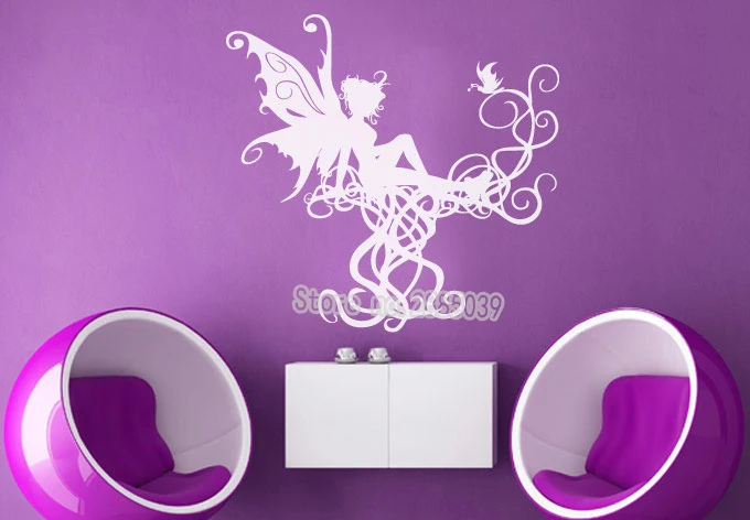 

Новое поступление, виниловые наклейки на стену с изображением Пери, сидя на веревке, Цветочные наклейки для детской комнаты, окна, дивана, фон для декора, роспись LA341