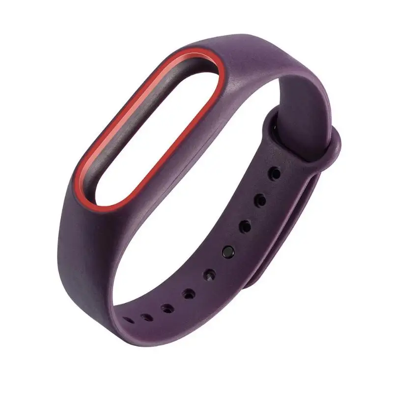 1 шт., 220 мм, двойной цвет, сменный умный Браслет, ремешок для Xiaomi mi, 2, Смарт-часы, ремешок, браслет для mi Band 2 - Цвет: Purple