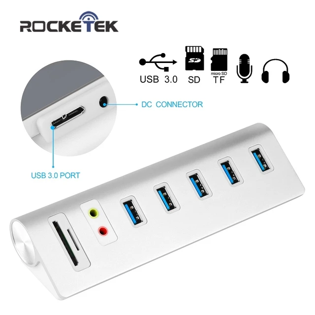 Best Offers Rocketek multi usb 3.0 hub 5 port with Power adapter External Stereo Sound SD/TF Card Reader MacBook computer laptop accessories Best Offers Rocketek multi usb 3.0 hub 5 port with Power adapter External Stereo Sound SD/TF Card Reader MacBook computer laptop accessories