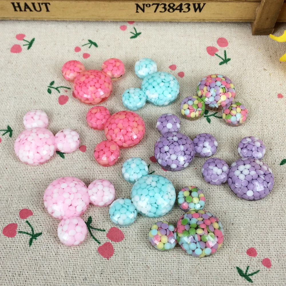 

Mixed Colors Flat Back Cabochon Kawaii Cartoon Mouse Filled Resin Rhinestone DIY Flatback Craft Decoration Craft Making:26*31mm