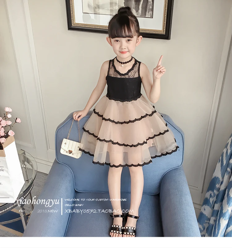

Girls summer wedding dresses kids fasgion lace sleeveless party dress for baby girls children princss cake dress clothing