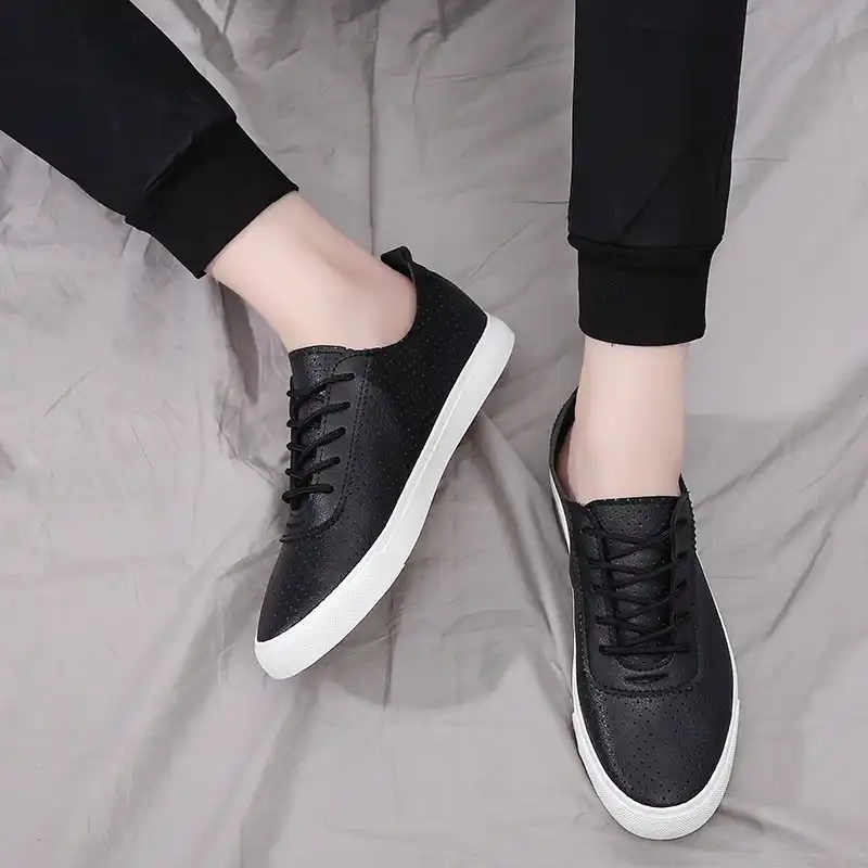 Zapatillas de cuero caladas para hombre, zapatos transpirables con  cordones, de cuero, informales, para correr, para verano|Zapatos informales  de hombre| - AliExpress