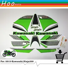 Ninja 300 наклейки Полный Графика Комплект мотоцикл весь автомобиля 3M наклейки для Kawasaki EX 2013 R зеленый обтекатель